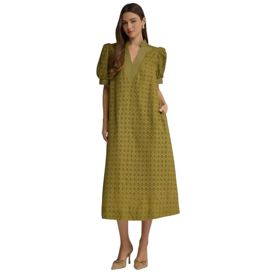 Dusty Citron Eyelet Midi