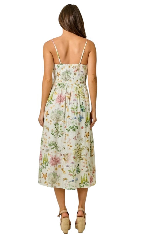 Ivory Botanical Gauze Midi