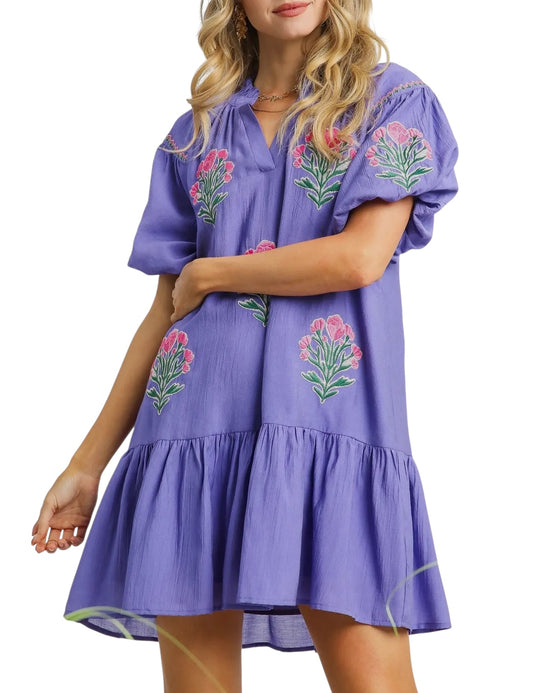Lilac Embroidered Mini