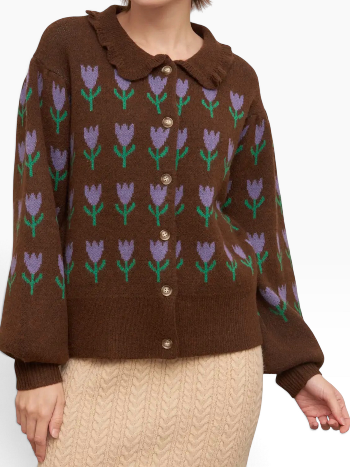 Chocolate & Purple Tulips Sweater