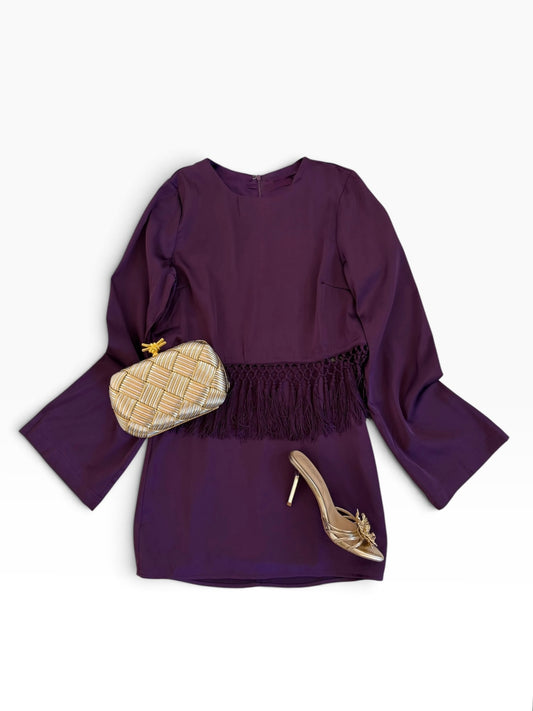 Plum Satin Tassels Set