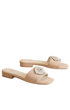 Embellished Suede Slide