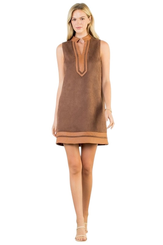 Suede & Leather Sleevless Shift