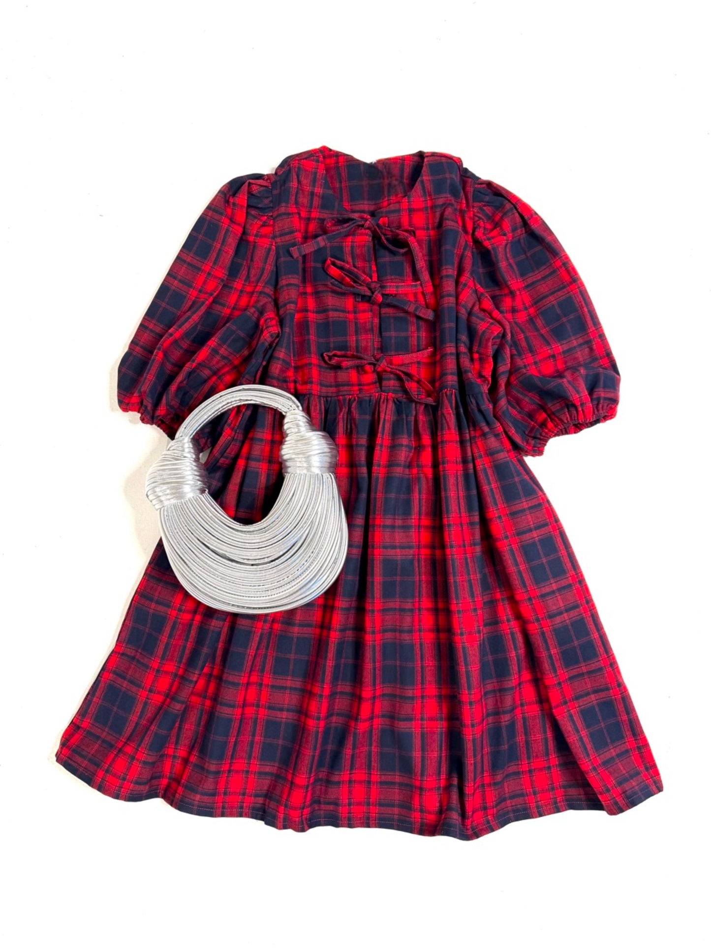 Tie Front Plaid Mini