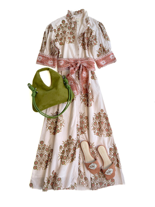 Julia Street Midi in Coral and Dusty Citron