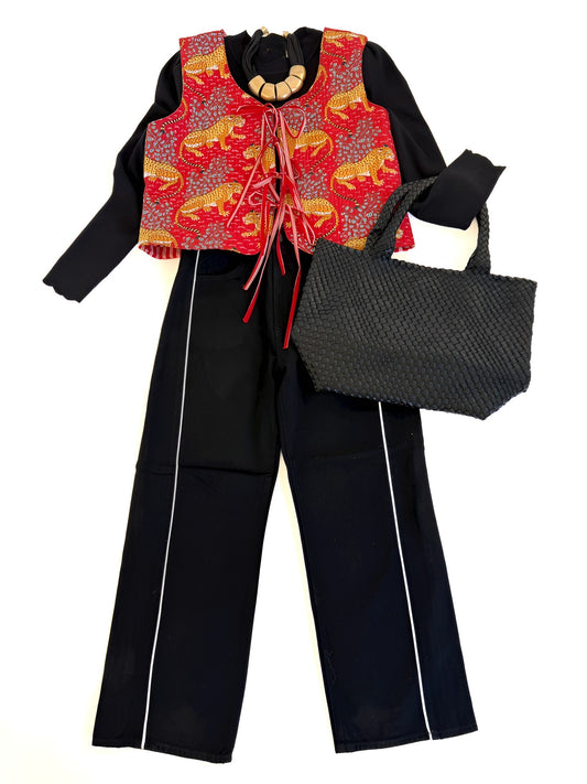 Red Tibetan Tiger Quilted Vest