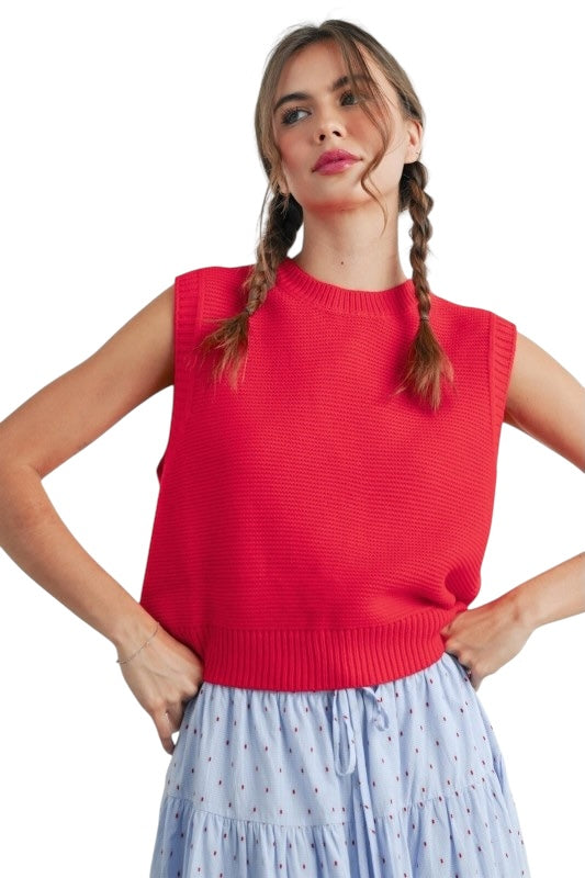 Tie Back Sleeveless Sweater- 2 Colors