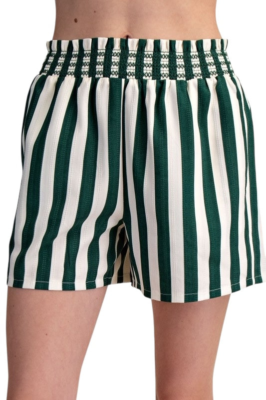 Cabana Stripe Smocked Waist Short- 2 Colors