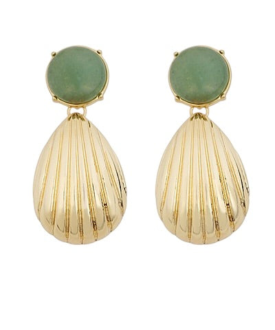 Golden Shell & Stone Earring- 3 Colors