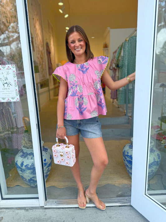 Peri & Pink Marigold Top