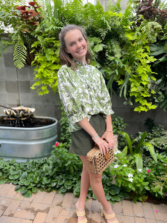 Chloe Top in Green Tropics