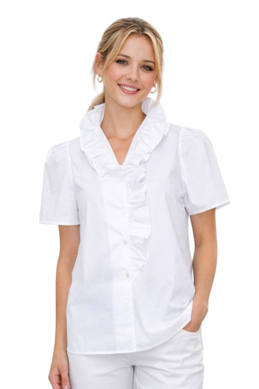 FAV Ruffle Front Blouse - Short Sleeve