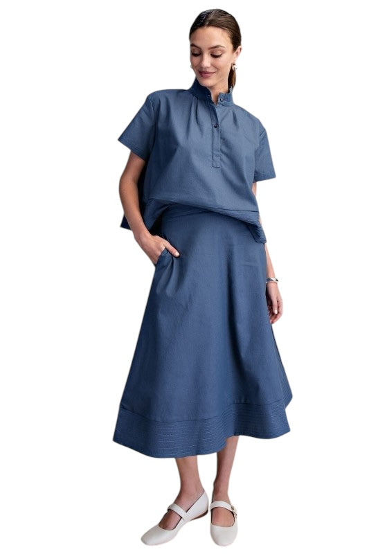 High Neck Stitched Top- 2 Colors