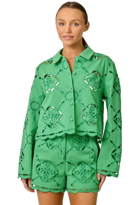 Eyelet Embroidery Set in Kelly