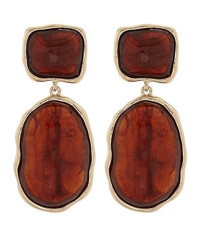 Abstract Gemstone Earrings In Brown