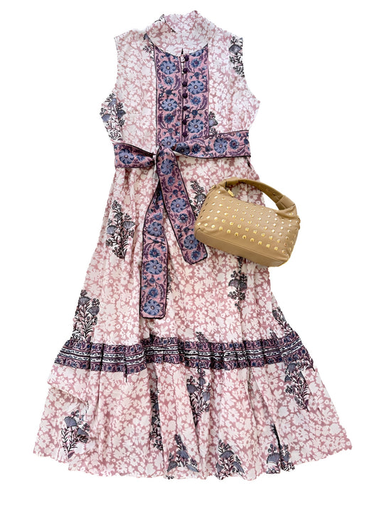 Sleeveless State Street Maxi in Eggplant & Peri