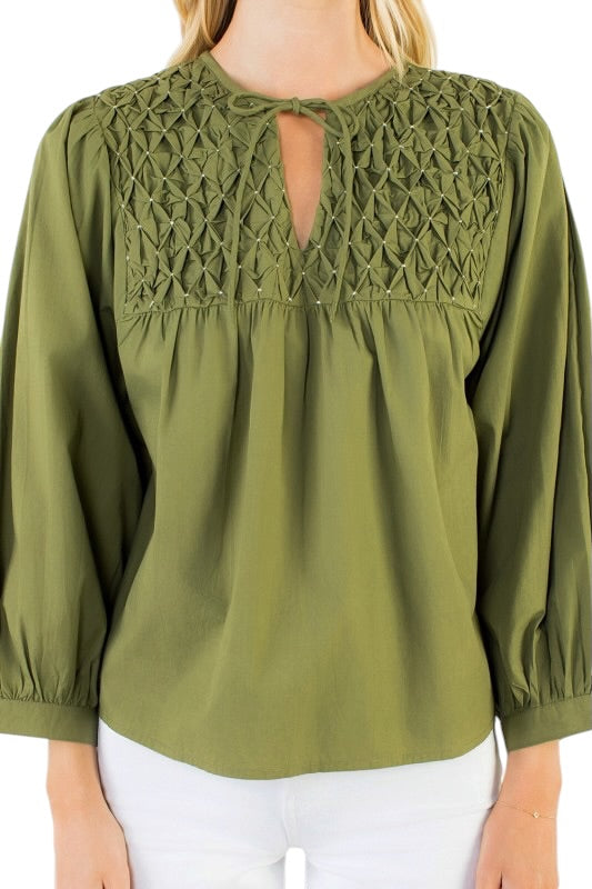 Pintuck Poplin Top - 3 Colors