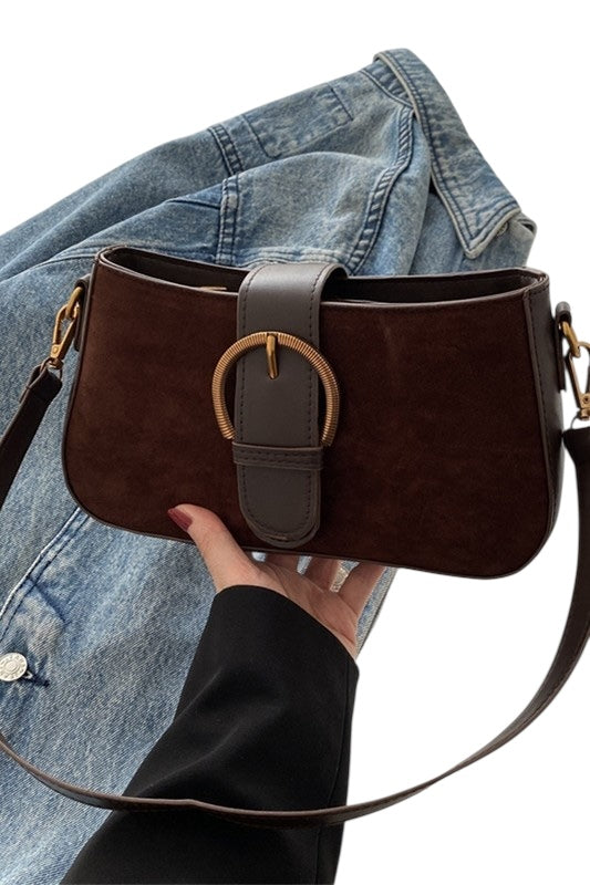 Suede Buckle Tote- 2 Colors