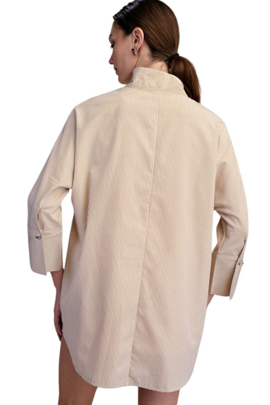 Lucite Bead Tunic in Taupe Stripe