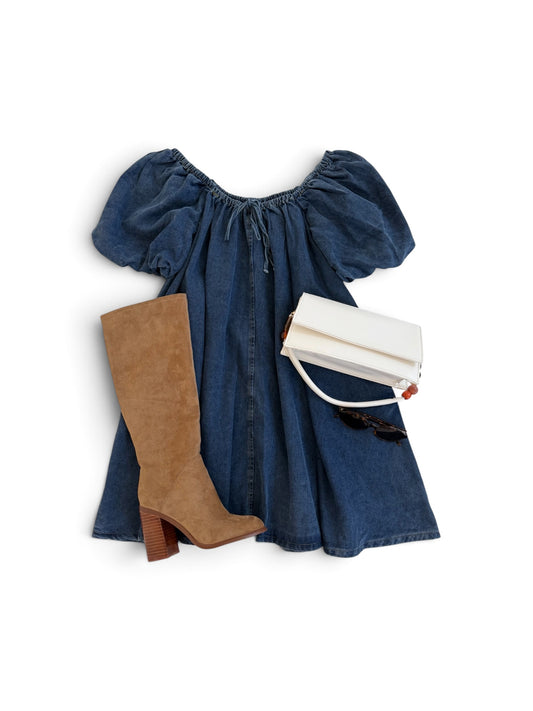 Dark Denim Babydoll Mini
