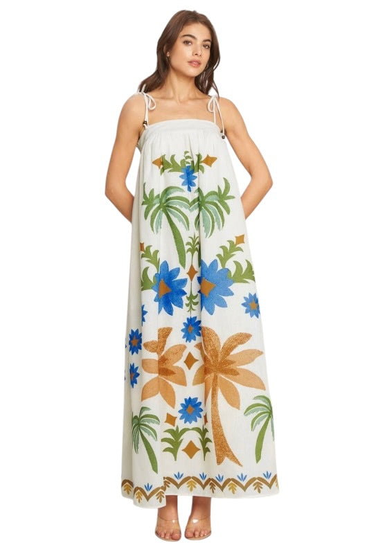 Palms Tie Shoulder Maxi