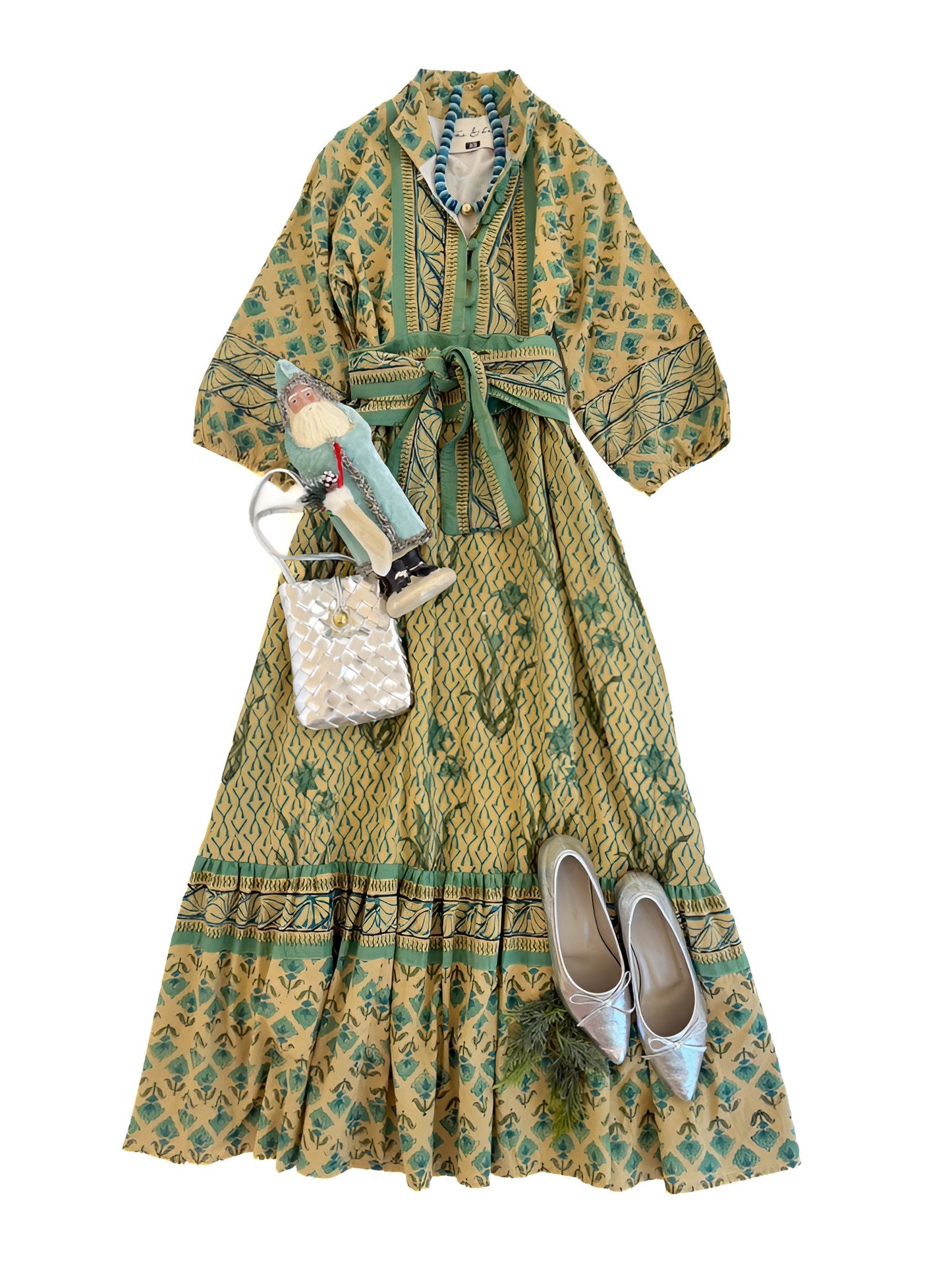 State Street Maxi in Green & Parchment Narcissus