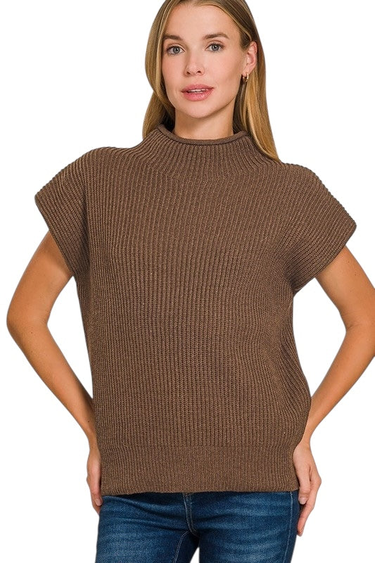 Power Shoulder Mock Neck Sweater- 5 Colors!