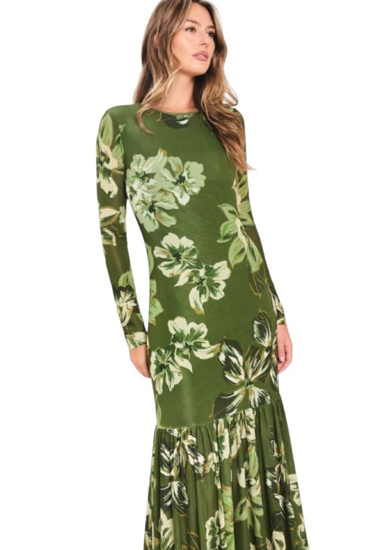 Mesh Maxi in Green Florals