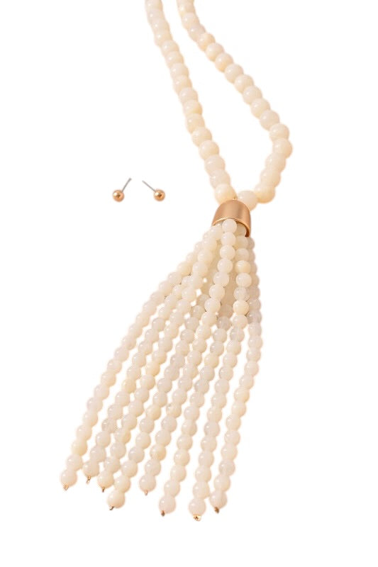 Beaded Tassel Necklace- 3 Colors