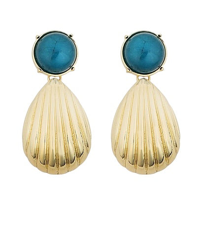 Golden Shell & Stone Earring- 3 Colors