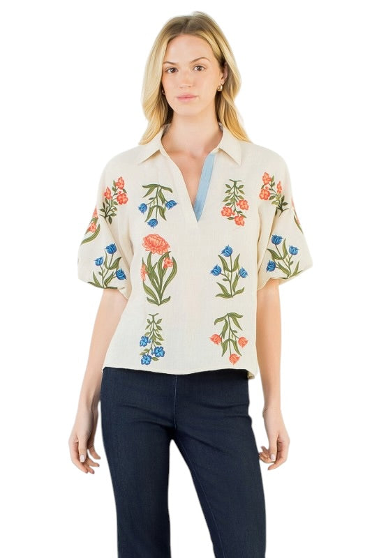 Embroidered Florals Top