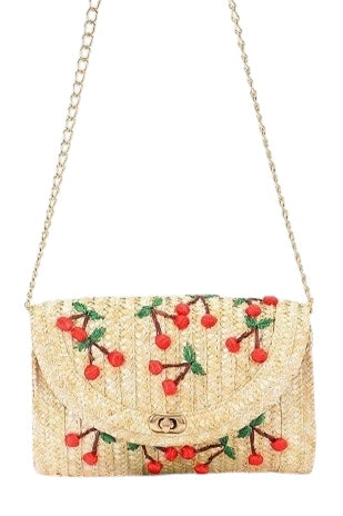 Cherry Straw Clutch