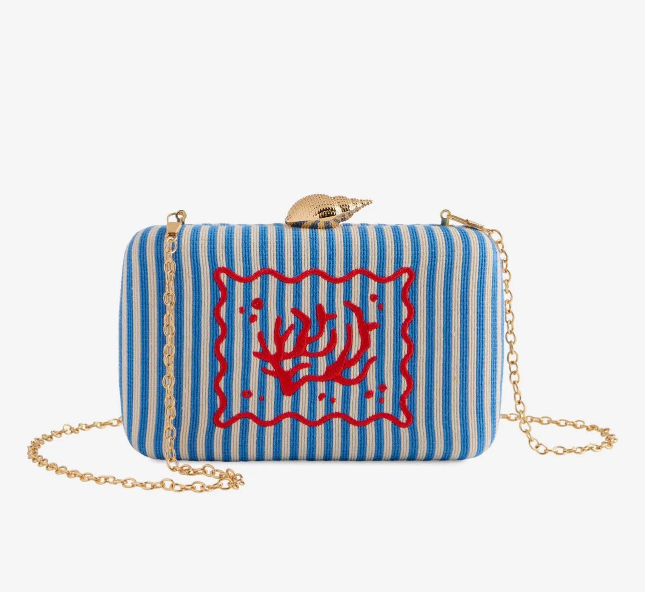 Costal Embroidered Stripes Clutch- 2 Colors
