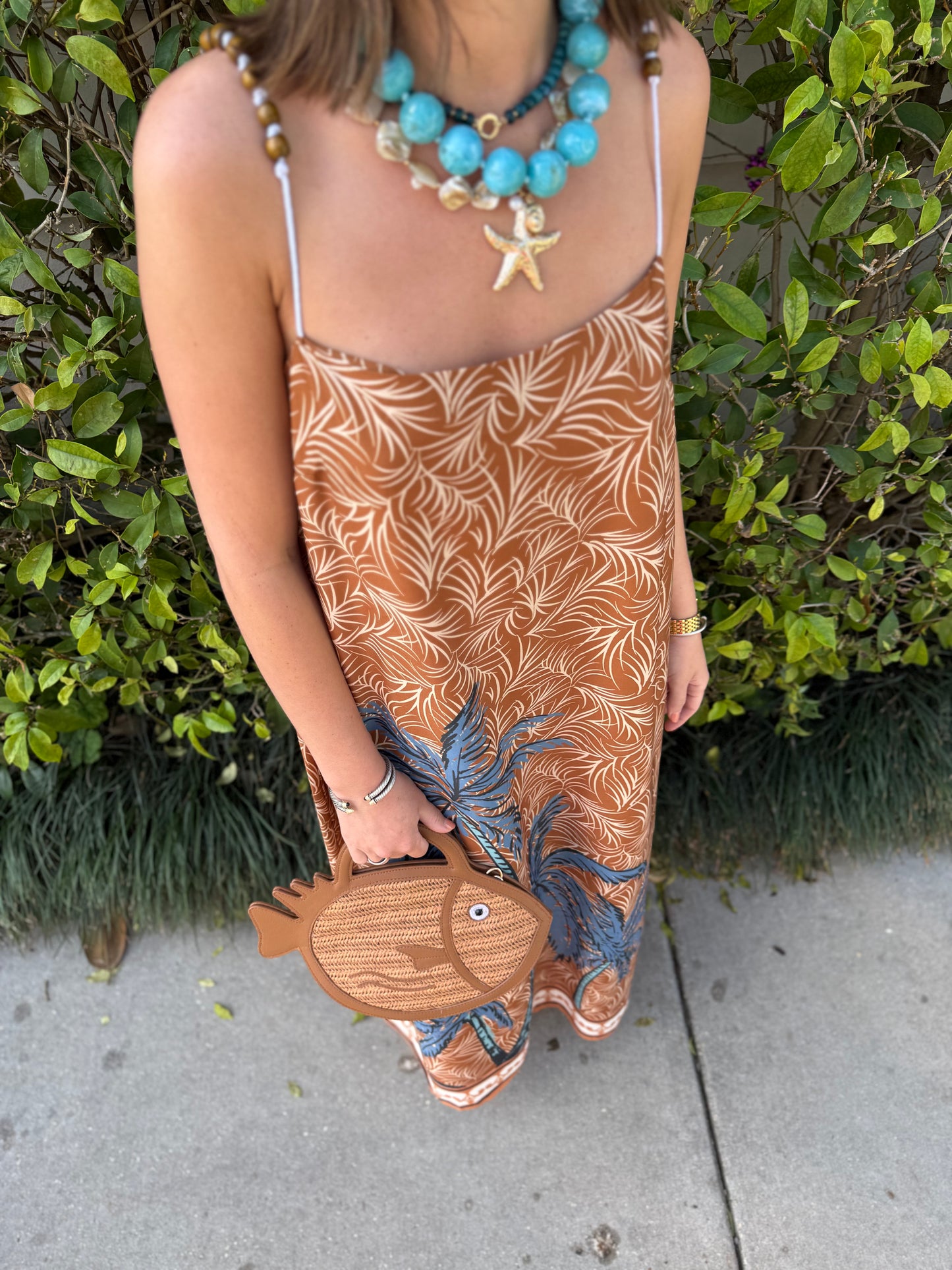 Beaded Strap Palms Midi