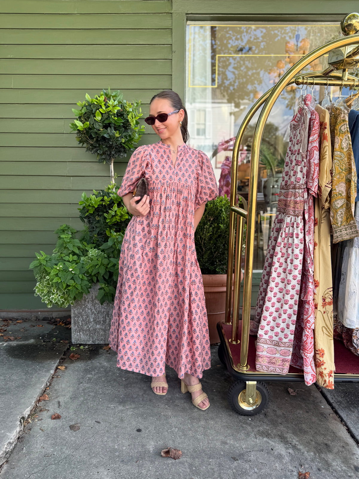 Joliet Midi in Pink BlockPrint