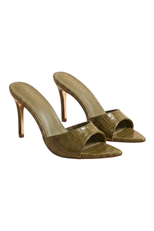 Olive Croc Heels