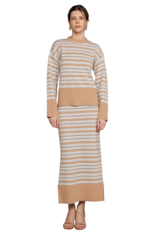 Latte & Blue Sweater Set