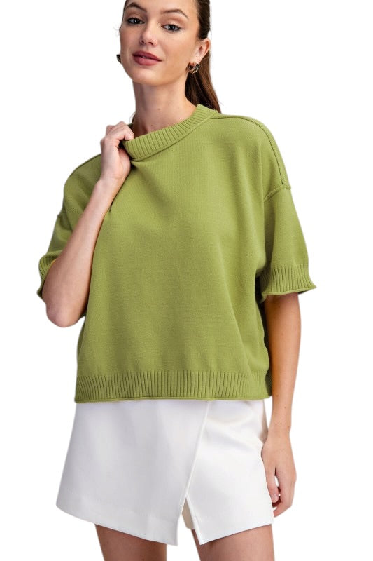 Drop Shoulder knit Top- 2 Colors