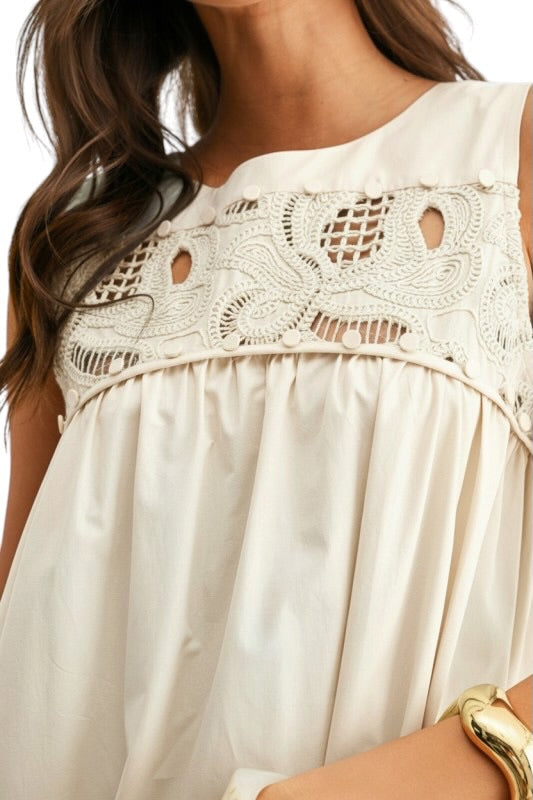 Paisley Lace & Crochet Maxi in Cream