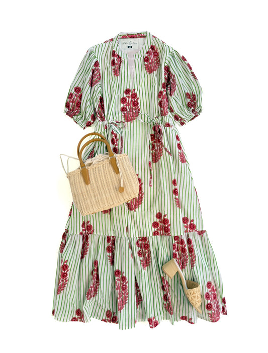 Dauphine Street Midi in Pink & Green Stripe