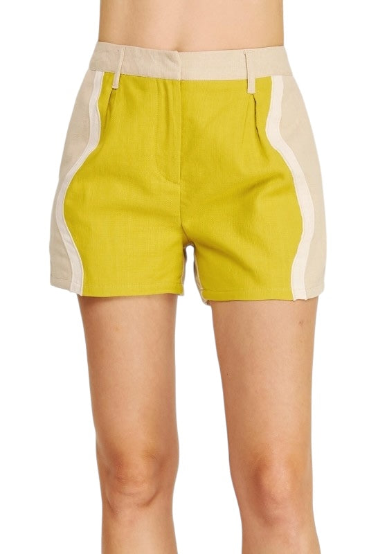 Wavy Colorblock Shorts - Lime