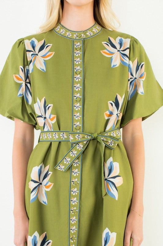 Matcha Embroidered Midi