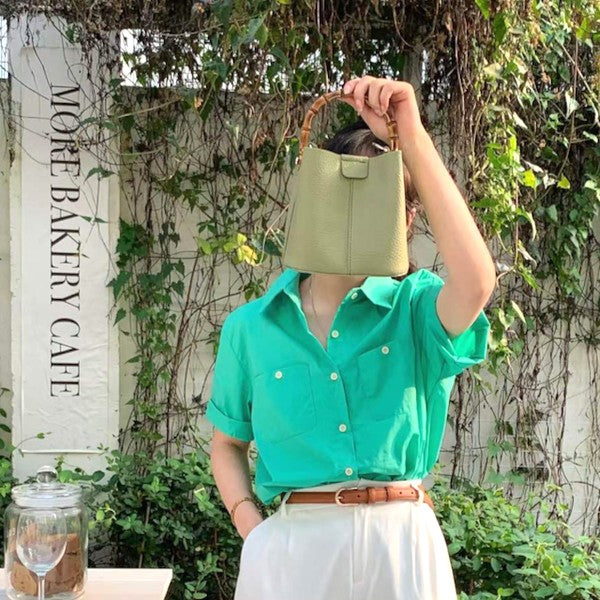 Bamboo Top Handle Tote - 3 Colors