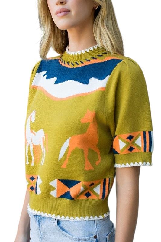 Citron Equestrian Sweater