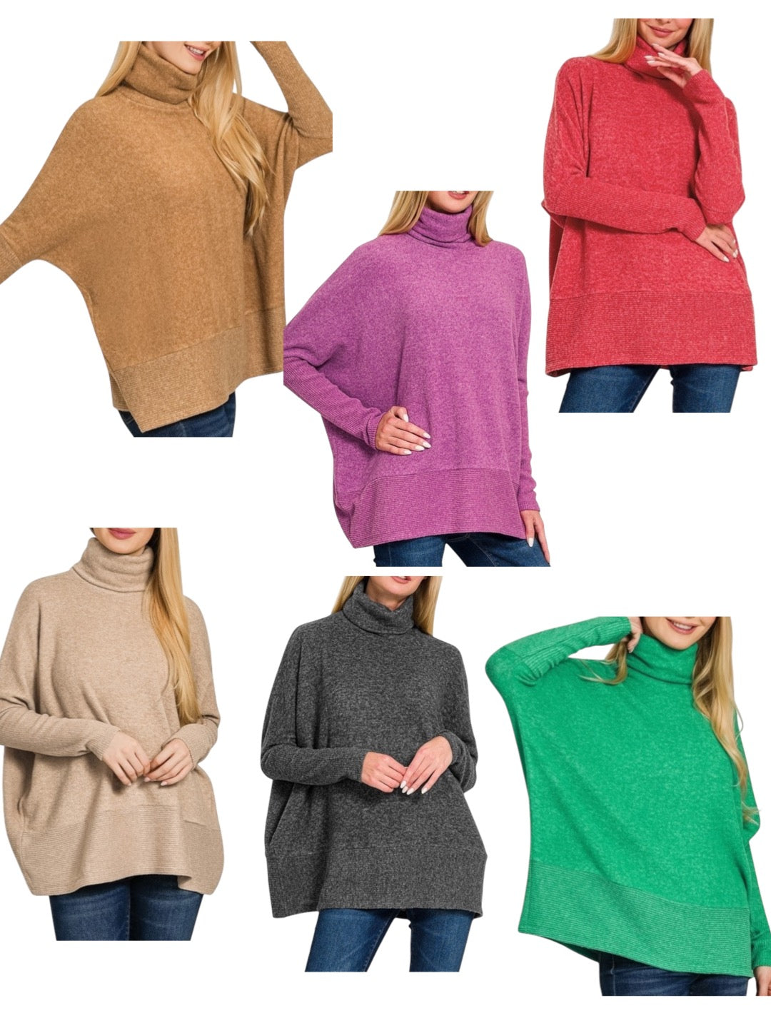 Turtleneck Tunic Sweater- 6 Colors