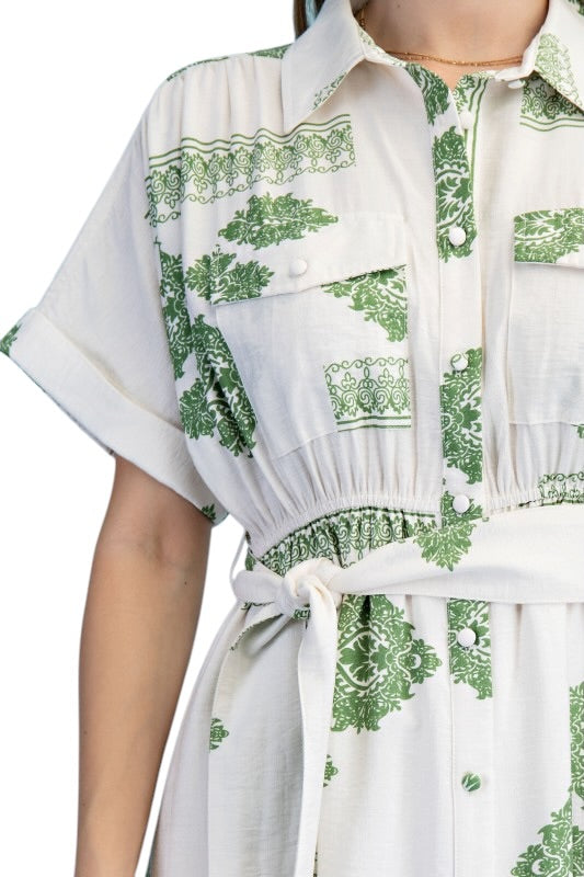 Avocado Aztec Shirt Dress