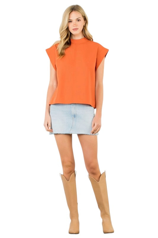 Stitched Cap Sleeve Poplin Top - 3 Colors