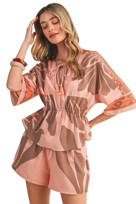 Coral & Chocolate Leaves Set
