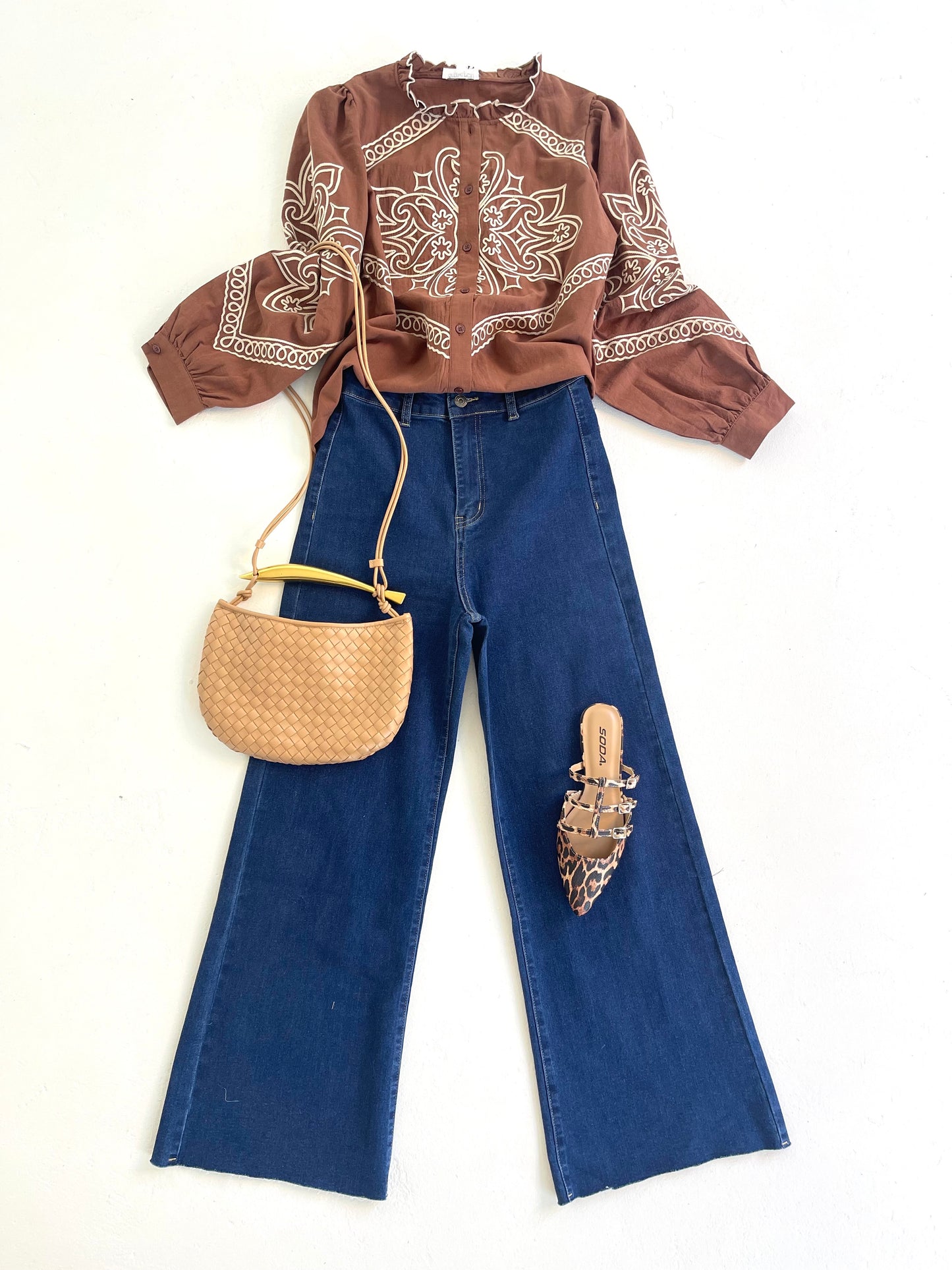 Chocolate Embroidered Blouse