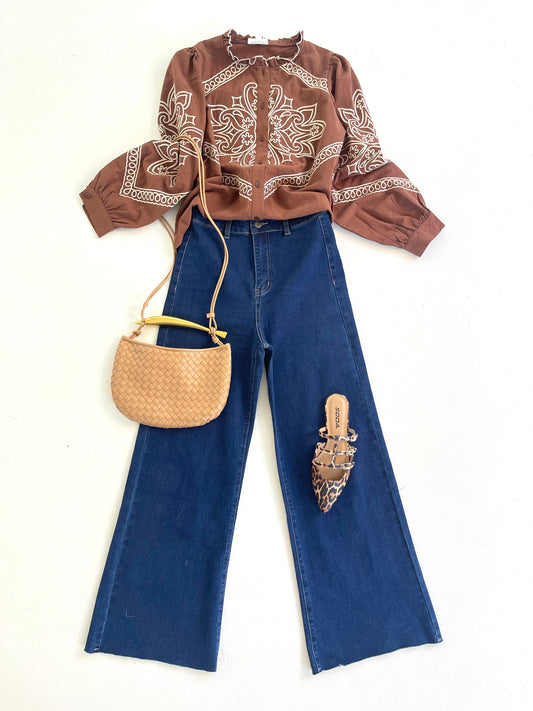 Chocolate Embroidered Blouse